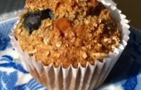 Healthy and delicious blueberry nut oat bran muffins