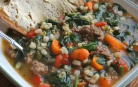 Hearty and comforting sausage barley soup