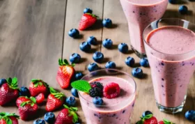 Kiwi, Banana, and Berry Cream Smoothie