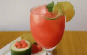 Refreshing and hydrating watermelon and cucumber juice with a hint of lime