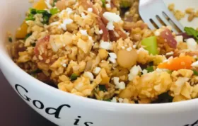 Spicy Cauliflower Rice and Black Beans Fajita Bowls