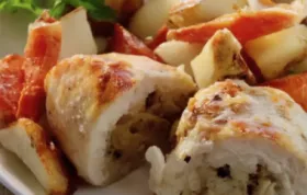 Stuffed Chicken Thighs with Roasted Potatoes and Carrots