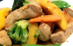 Sweet and savory pork stir-fry with juicy peaches